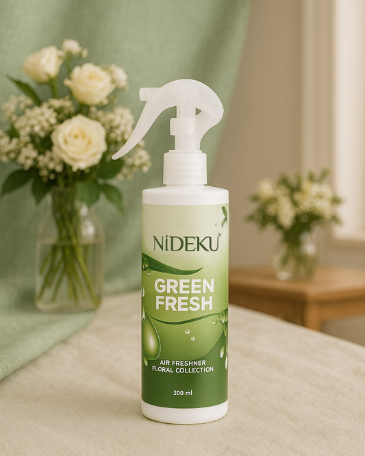 NiDEKU Green Fresh Air Freshener Spray 200ml – Long-Lasting Room Spray & Natural Odour Neutralizer for Home, Bathroom, Office, Pet Areas – Instant Fresh Scent, Eco-Friendly Formula