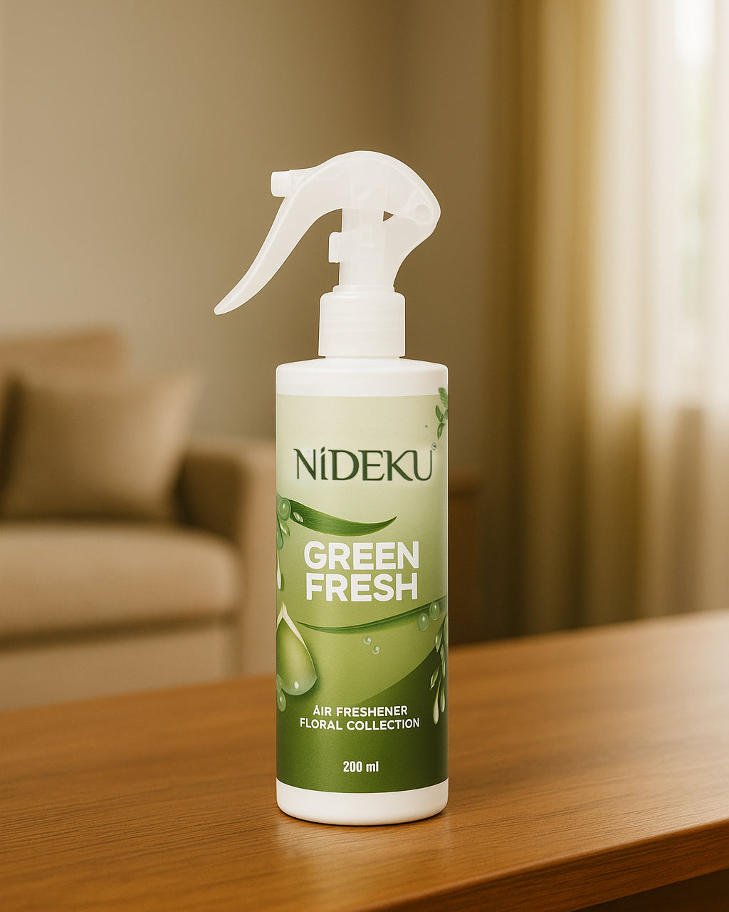 NiDEKU Green Fresh Air Freshener Spray 200ml – Long-Lasting Room Spray & Natural Odour Neutralizer for Home, Bathroom, Office, Pet Areas – Instant Fresh Scent, Eco-Friendly Formula
