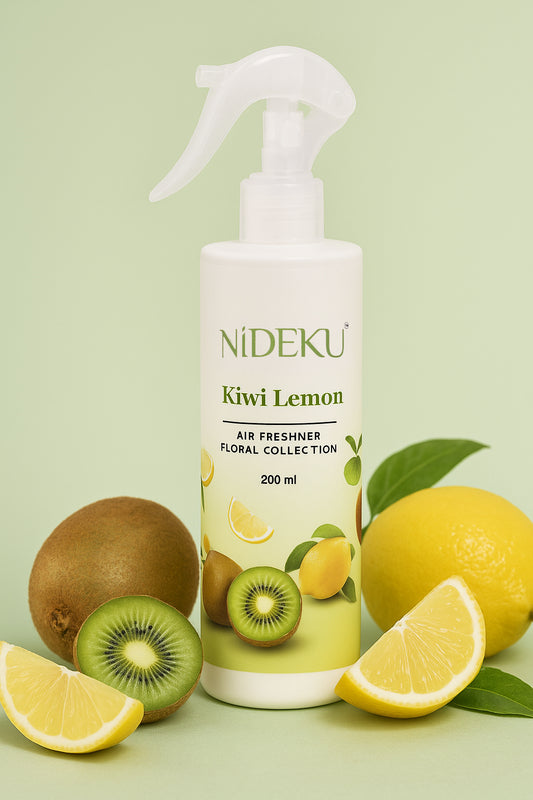 NiDEKU Kiwi Lemon Air Freshener Spray 200ml – Long-Lasting Fresh Mist for Rooms, Bathrooms, Office & Hotels – Instant Odour Neutralizer for Home, Car, Linen & Fabric