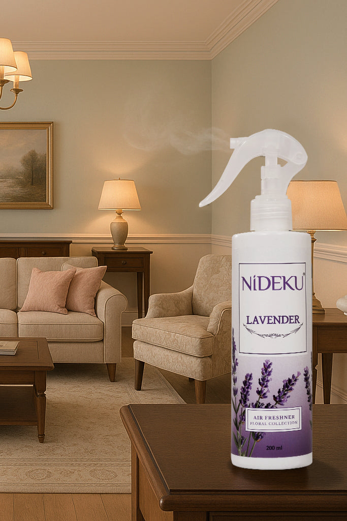 NiDEKU Lavender Air Freshener Spray 200ml – Long-Lasting Floral Scent | Instant Odour Remover for Home, Bathroom, Hotel, Office | Room Freshener & Air Neutralizer Spray