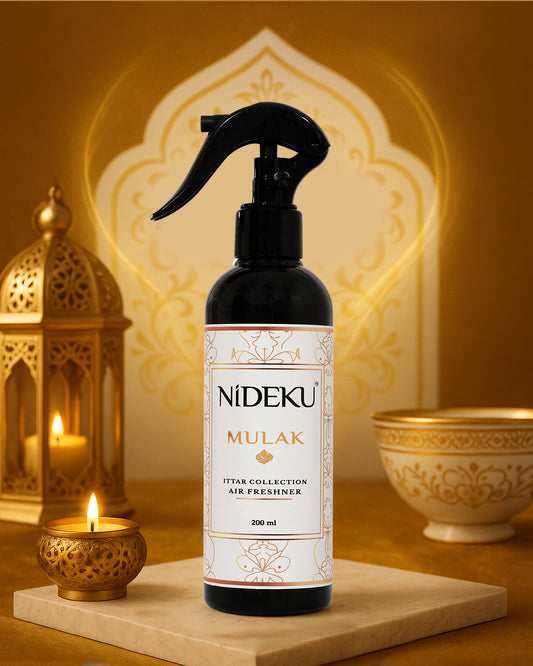 NiDEKU Mulak Air Freshener Spray 200ml | Long-Lasting Natural Scent | Gas-Free Room Freshener for Bathroom, Kitchen, Office | Odour Eliminator | No Stains, No Residue