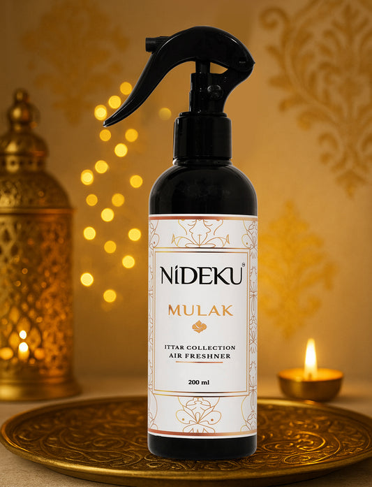NiDEKU Mulak Air Freshener Spray 200ml | Long-Lasting Natural Scent | Gas-Free Room Freshener for Bathroom, Kitchen, Office | Odour Eliminator | No Stains, No Residue