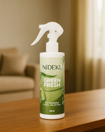 NiDEKU Green Fresh Air Freshener Spray 200ml – Long-Lasting Room Spray & Natural Odour Neutralizer for Home, Bathroom, Office, Pet Areas – Instant Fresh Scent, Eco-Friendly Formula